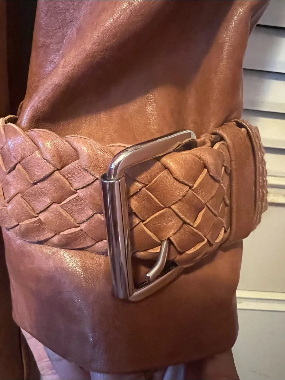 Michael Kors Leather Trench Coat - Brown Double-Breasted Belted Jacket